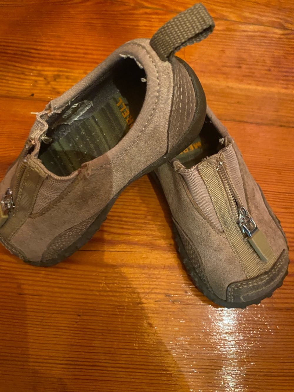 Merrell Kids Taupe Zip-Front Slip-On Sneakers